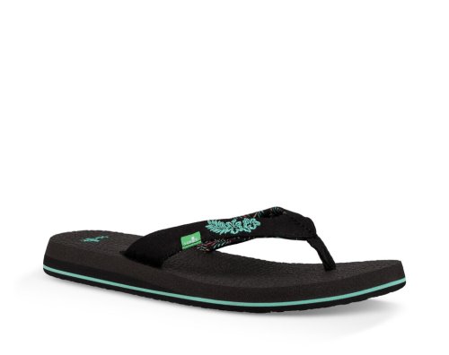 Sanuk Womens Yoga Paradise 2 Black Flip Flops | ILPBVY134